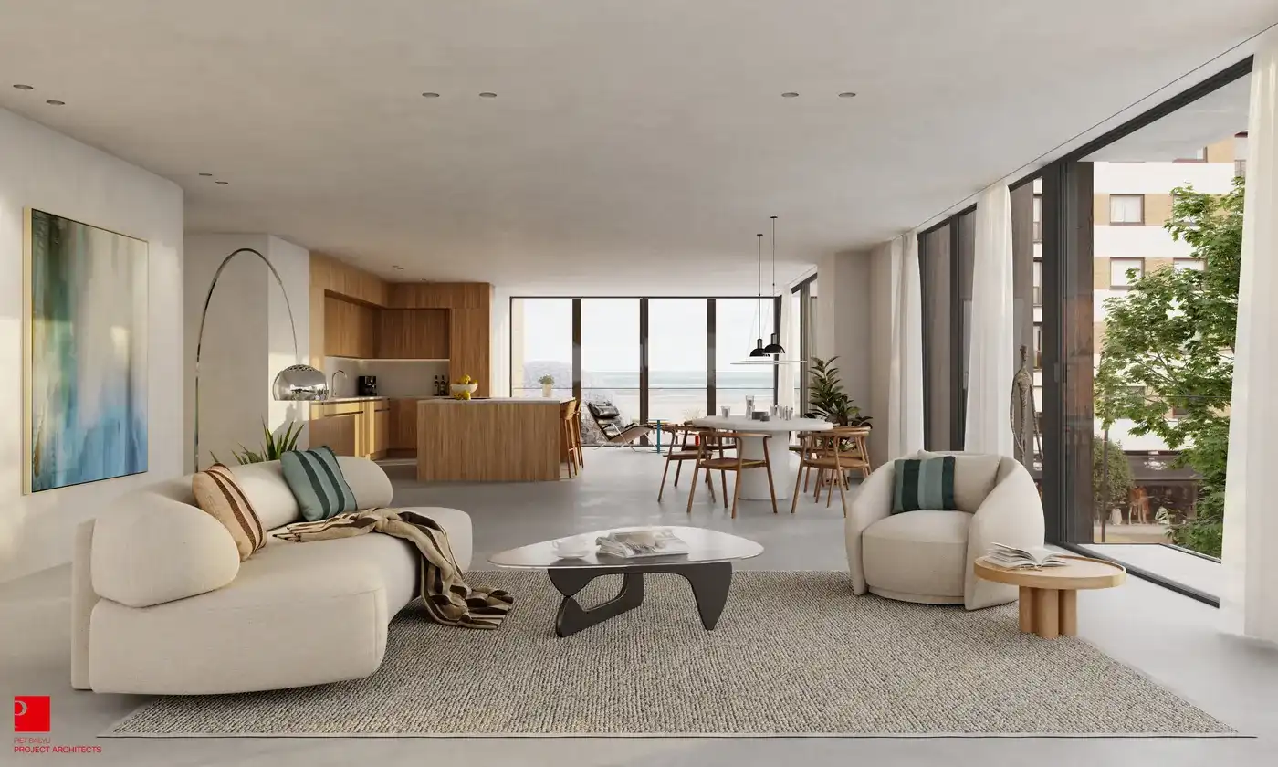 Hoek-appartement met zicht naar Albertplein en zuidterras naar de villa's. foto 2