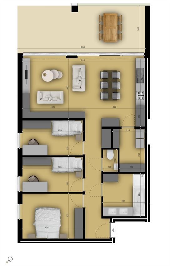 Zicht op het centrum , 3 slpk., overdekt zuidterras 27m² foto 3