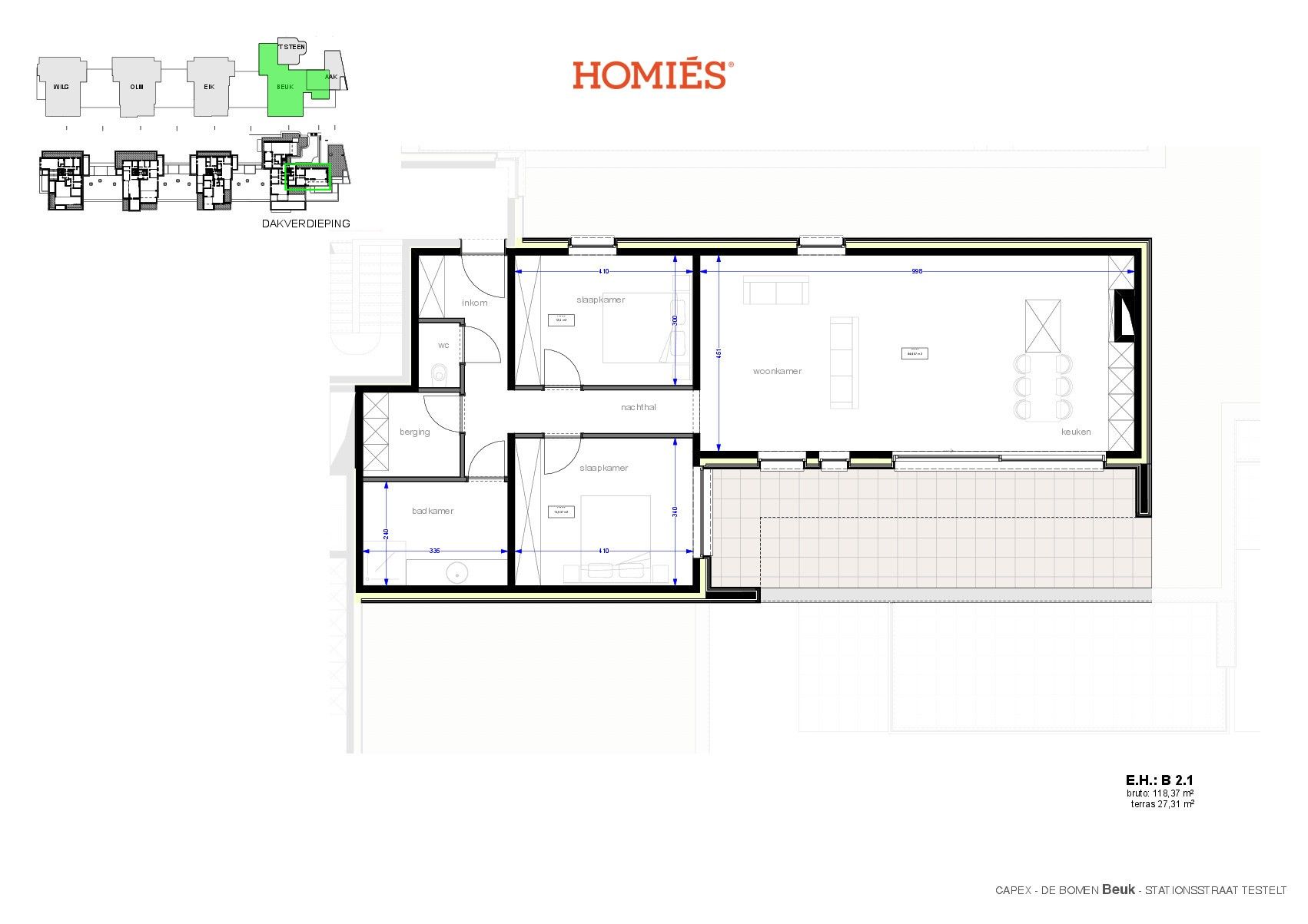 Penthouse met 2 slaapkamers en prachtig terras foto 2