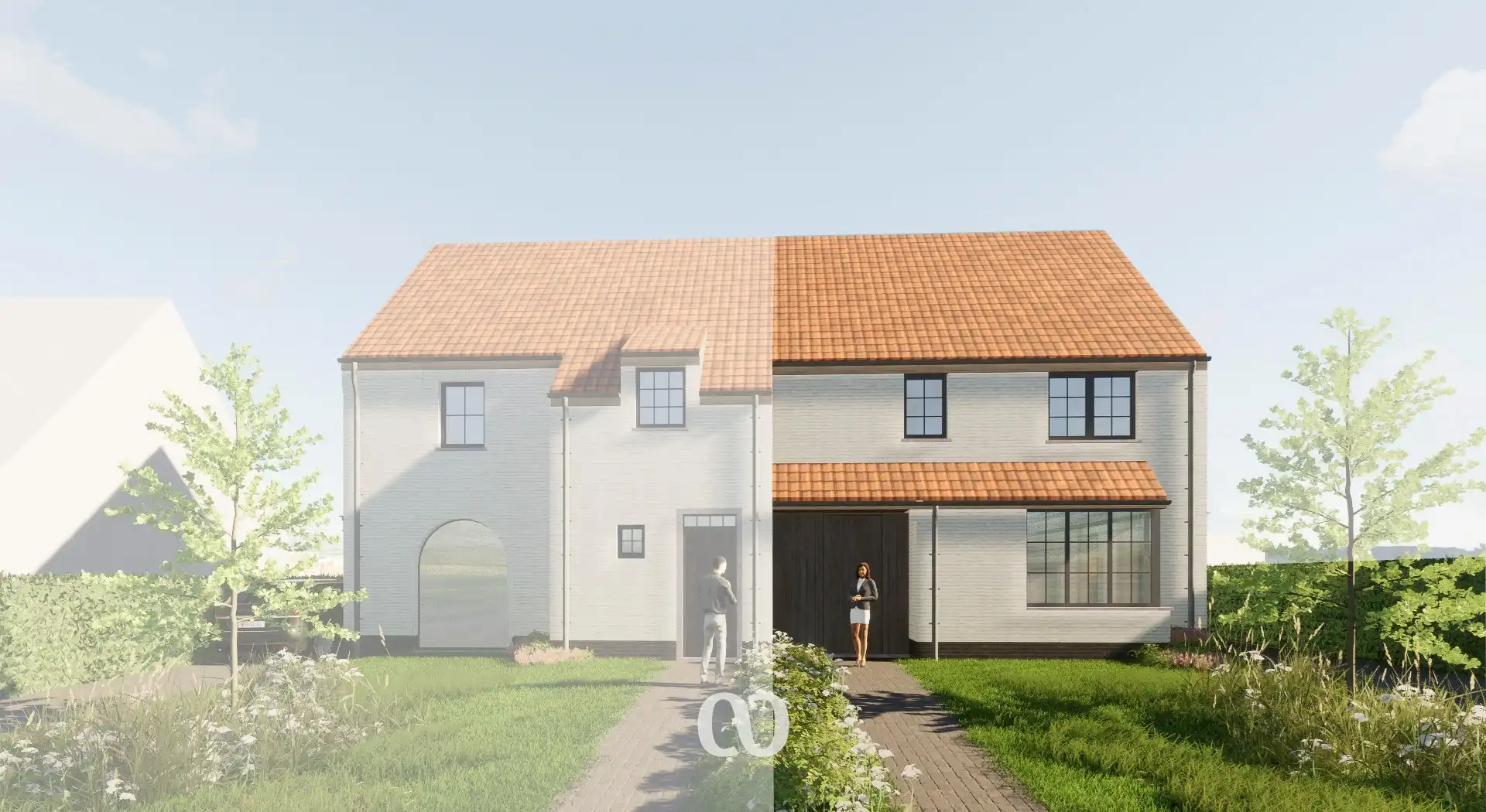 Zeer ruime halfopen nieuwbouwwoningen met 3 slaapkamers en carport in Petegem foto {{pictureIndex}}