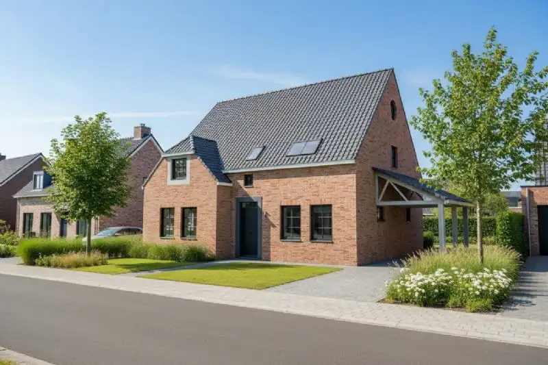 Nieuw te bouwen alleenstaande woning te Ninove. foto {{pictureIndex}}