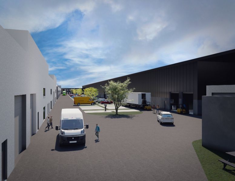 Modern nieuwbouw magazijn met kantoorruimte in Gent foto {{pictureIndex}}
