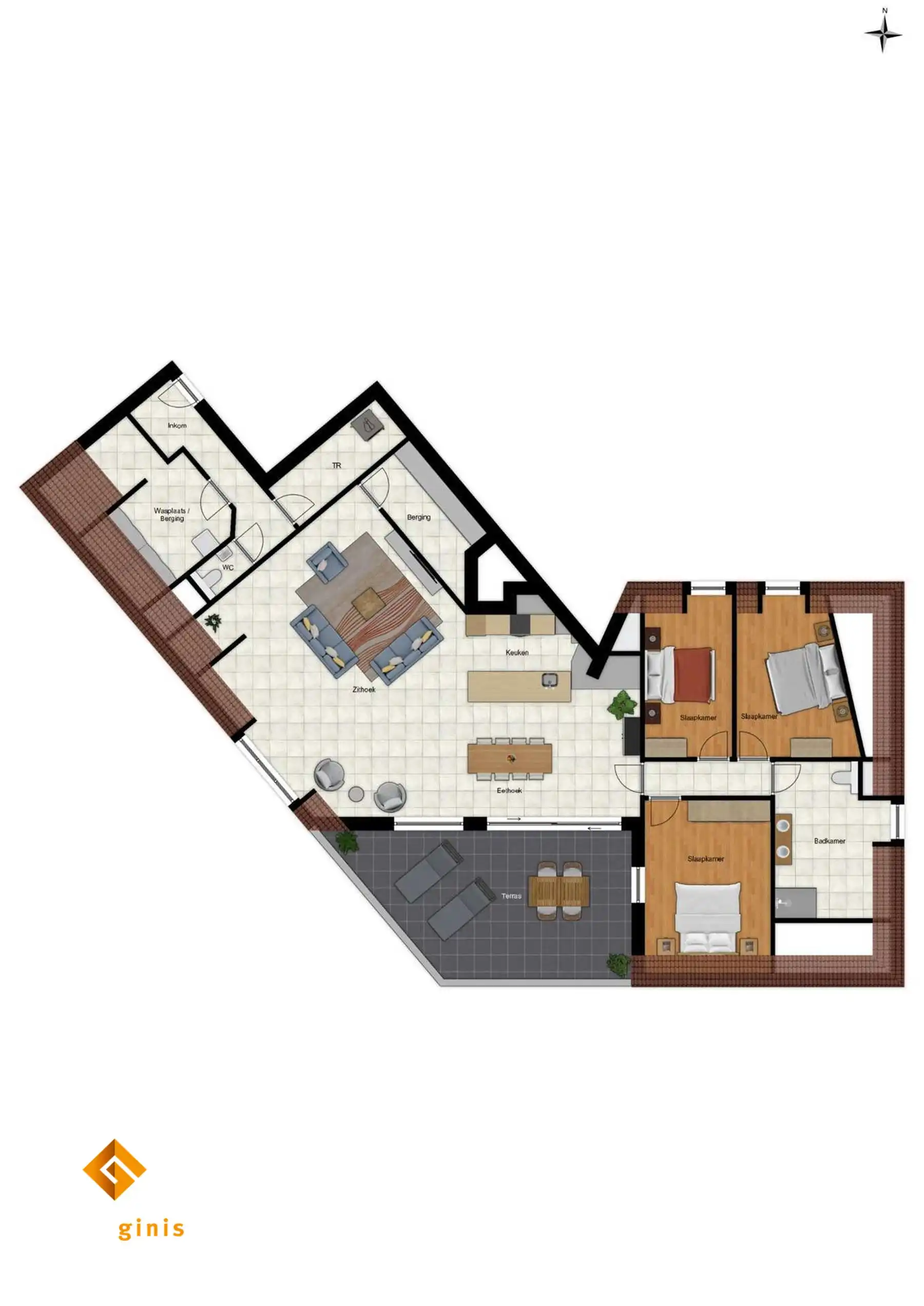 PENTHOUSE (derde verdieping) met 3 slaapkamers en terras van 32,57m²!  foto 9