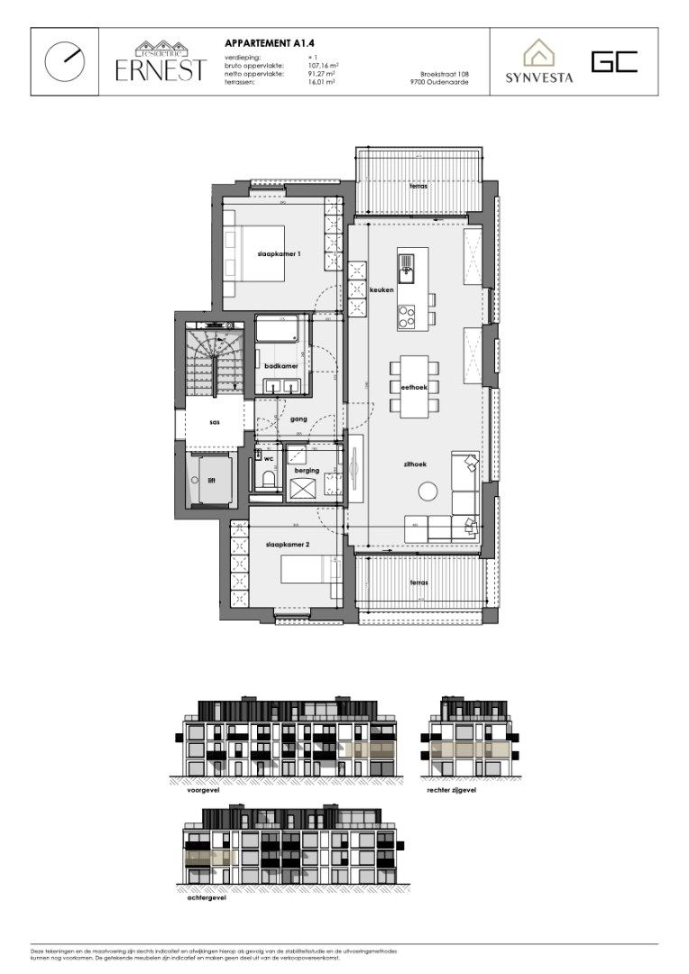 2-slaapkamersappartement met 2 terrassen in nieuwbouwproject Ernest foto 3