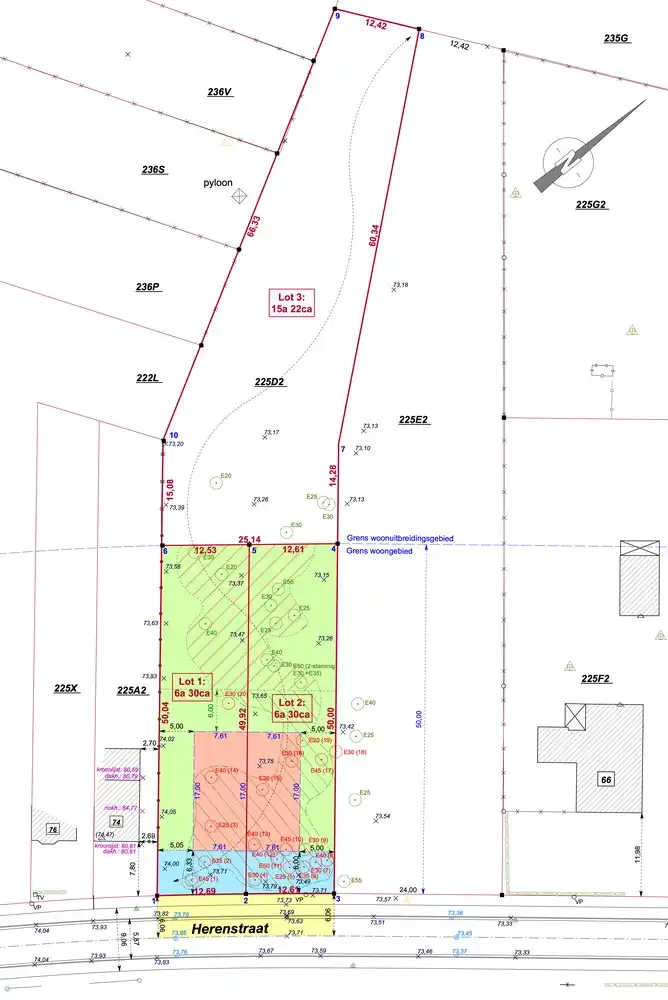 Genk, Herenstraat 72: 2 goed gelegen bouwgronden van 6a 30ca voor halfopen bebouwing + optioneel 15a 22ca achterliggende grond foto 2