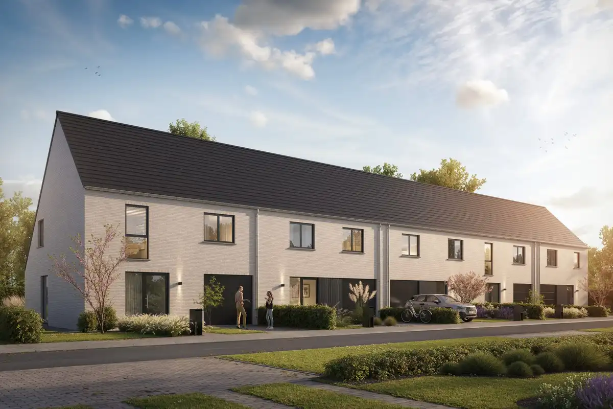 Halfopen en gesloten nieuwbouwwoningen Roeselare foto {{pictureIndex}}