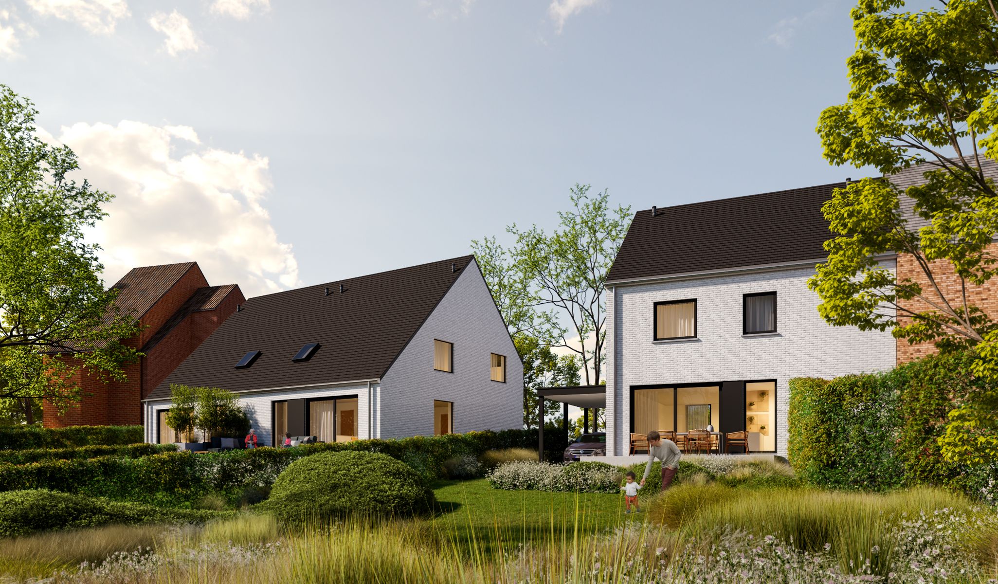 Halfopen nieuwbouwwoning met ruime tuin en carport foto 2