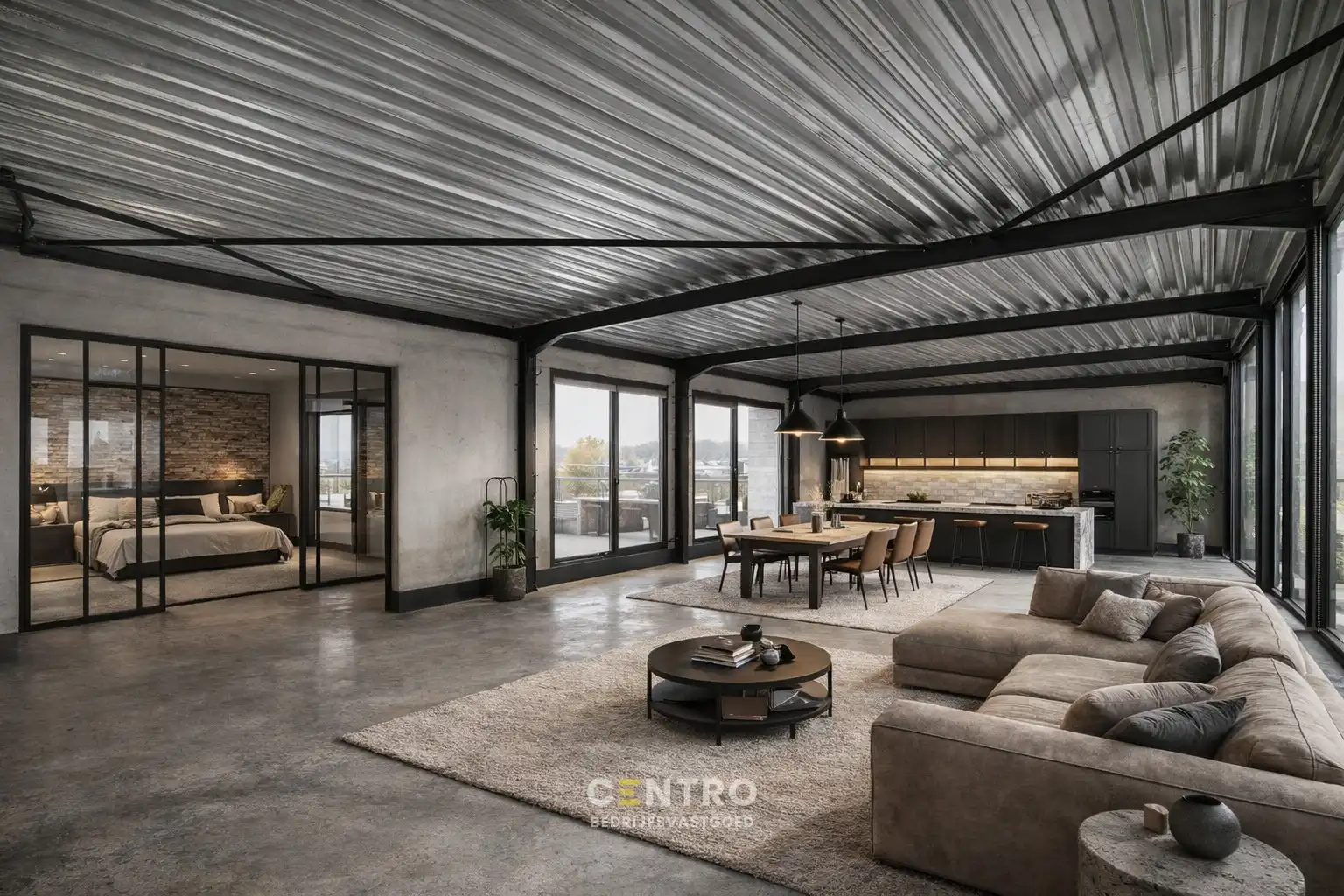 NB BEDRIJFSPAND bestaande uit MAGAZIJN met TOONZAAL/BURELEN en casco LOFT-APPARTEMENT met groot TERRAS. Op ambachtelijke zone "Schatting" te Zedelgem foto 8