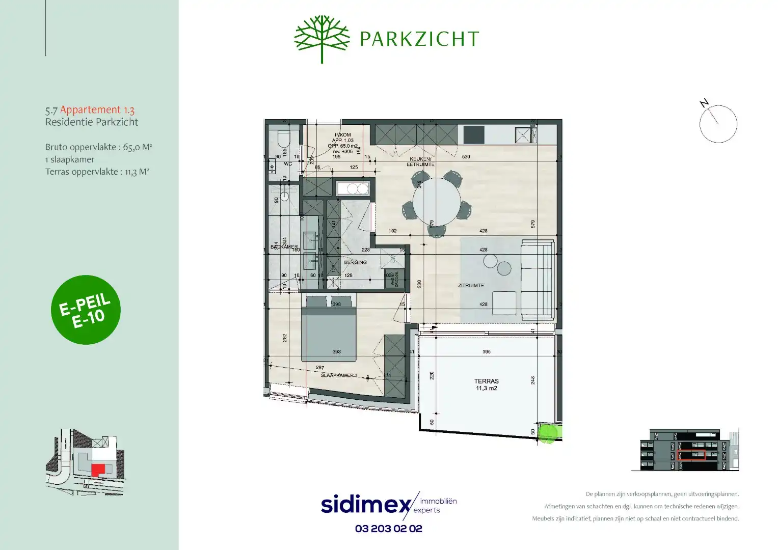 1 slpk appartement van ca. 65,0 m² en een terras van ca. 11,3 m² foto 5