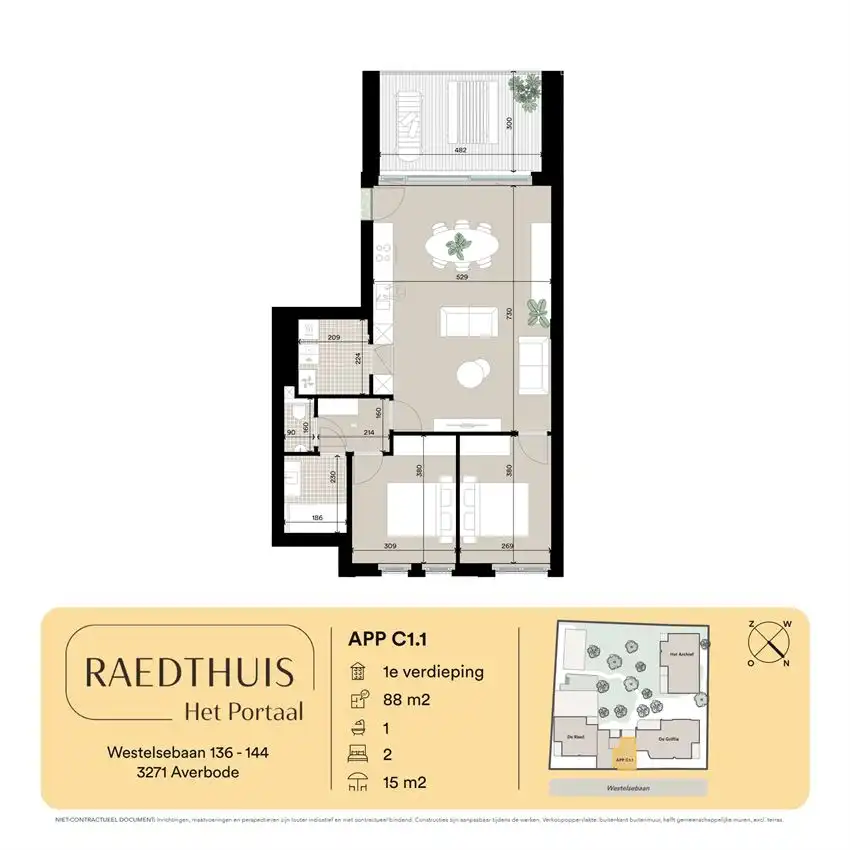 Tweeslaapkamer appartement met overdekt zuid-west terras foto 2