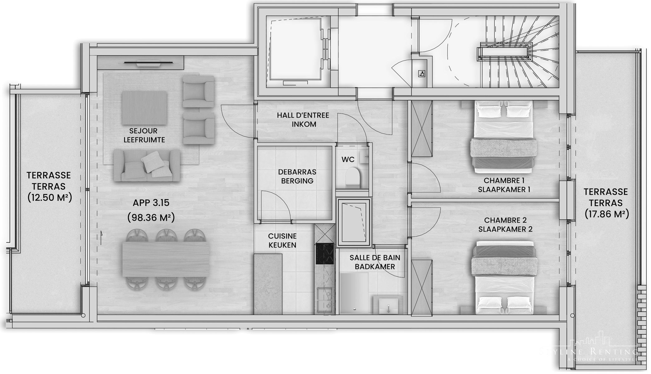 Prachtig 2 slaapkamer appartement met groot TERRAS foto 16