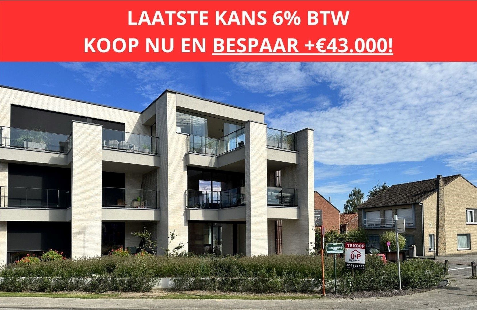 Gelijkvloers nieuwbouw 2-slpk appartement (111 m²), terras (22 m²) en tuintje, Torhout foto {{pictureIndex}}