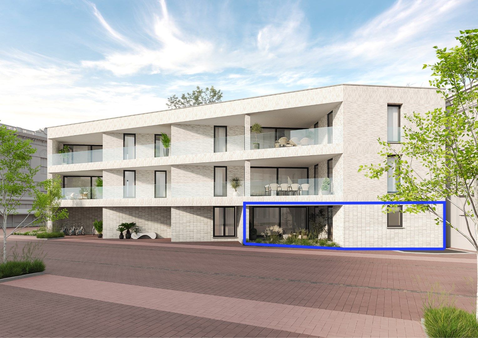 Luxueus en energiezuinig nieuwbouw appartement gelegen op het gelijkvloers met zicht op het Dorpsplein in Kinrooi foto {{pictureIndex}}