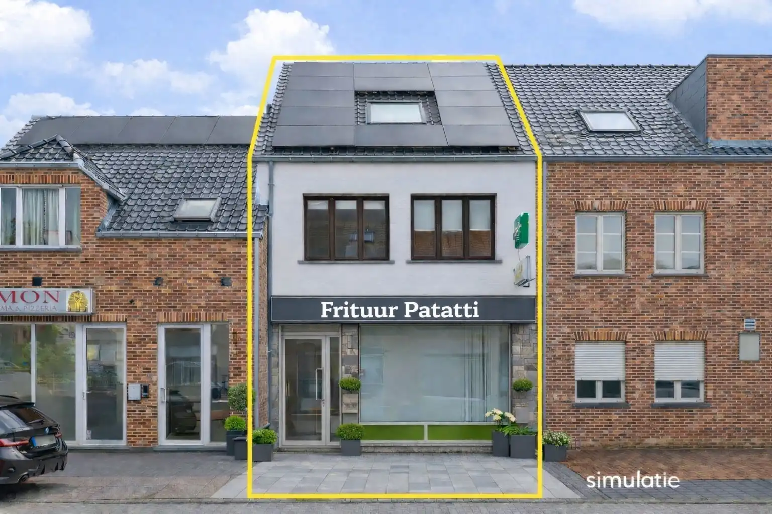 TE HUUR – Instapklare frituur met woongelegenheid, 3 garages en tuin – Olen foto {{pictureIndex}}