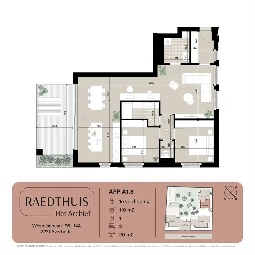 Riant 2 slk appartement 110m² met overdekt terras foto 2