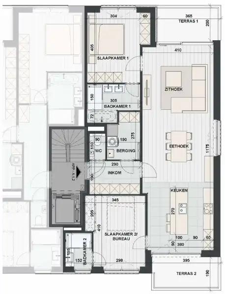 Lichtrijk doorkijkappartement met terras en zicht op het water en groen foto 2