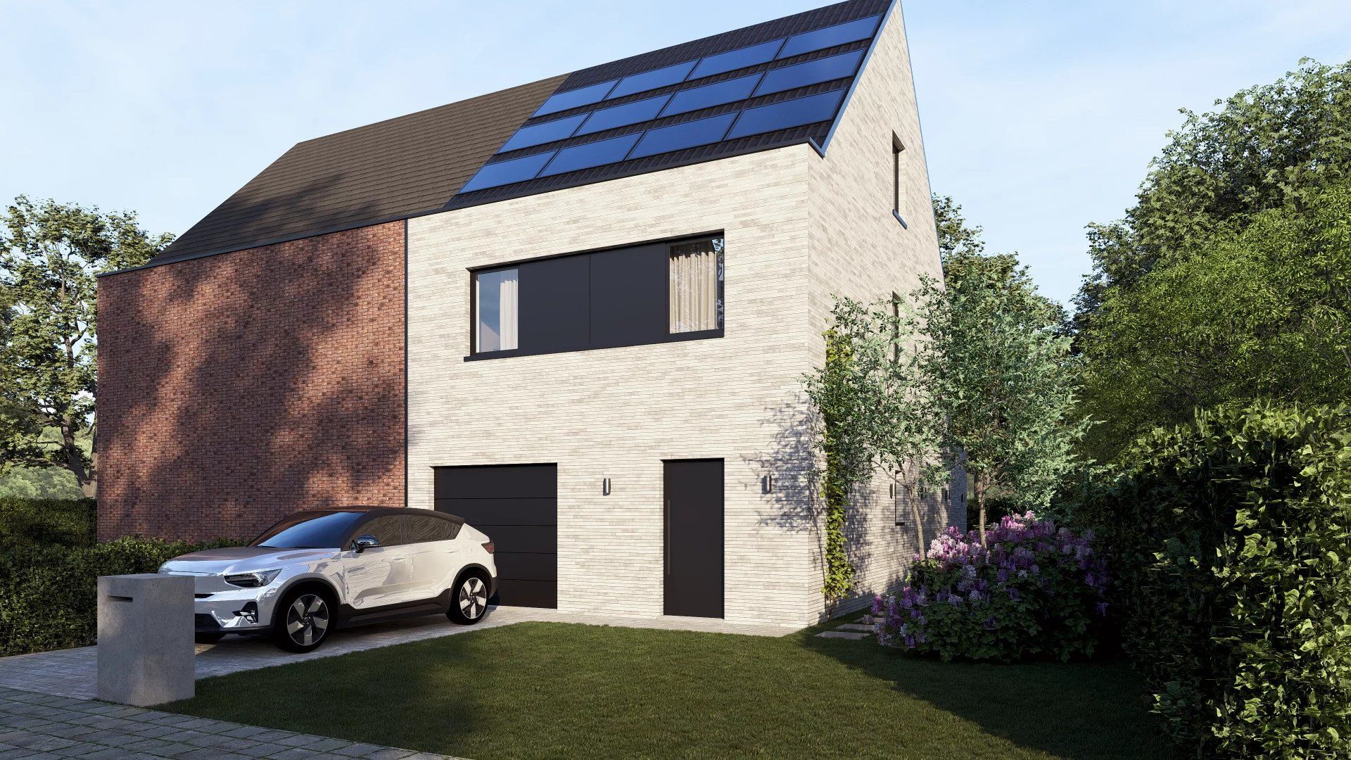 ENERGIEZUINIGE NIEUWBOUWWONING MET 3 SLPK'S EN INPANDIGE GARAGE  IN ZONHOVEN foto {{pictureIndex}}