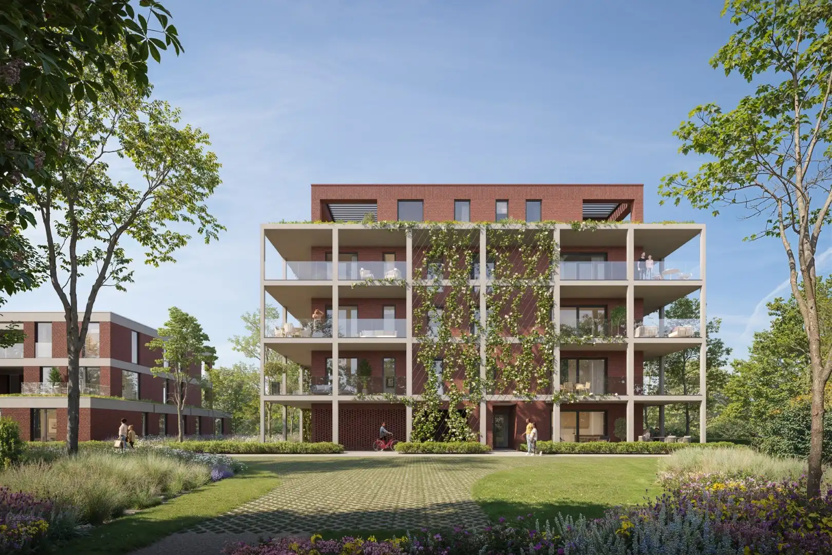 Gelijkvloers 2-slpk met groot terras aan groen foto {{pictureIndex}}