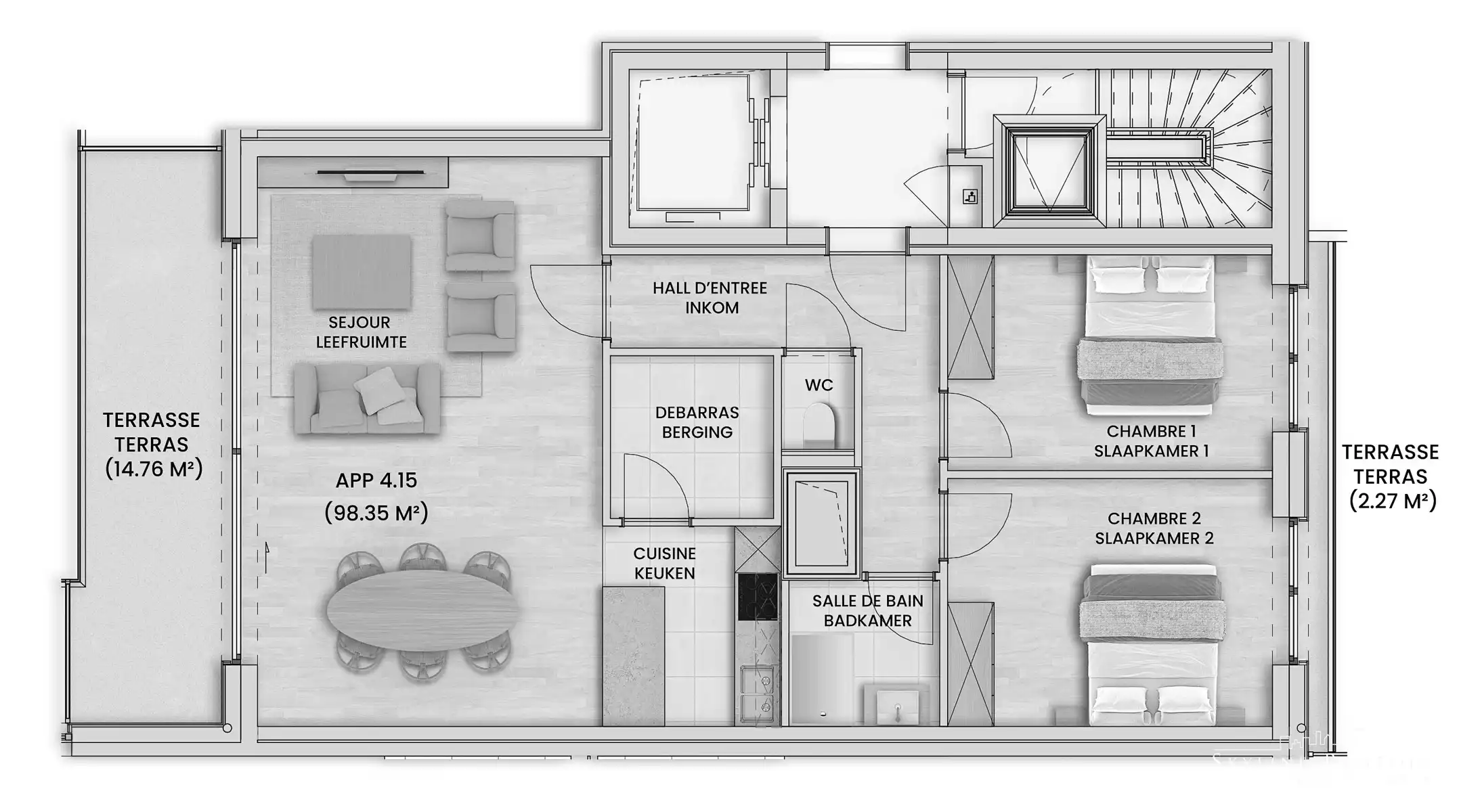 Prachtig 2 slaapkamer appartement met groot TERRAS foto 14