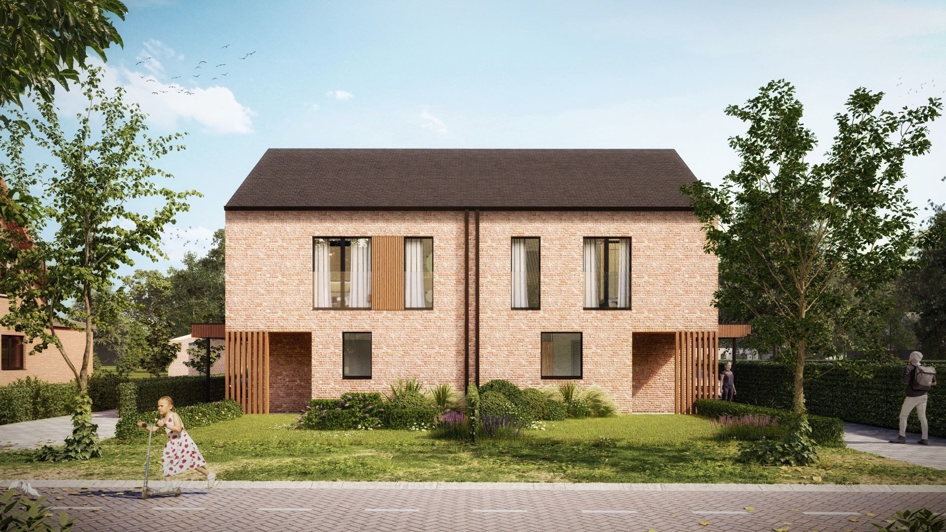 Energiezuinige halfopen bebouwing met zuid gerichte tuin foto {{pictureIndex}}