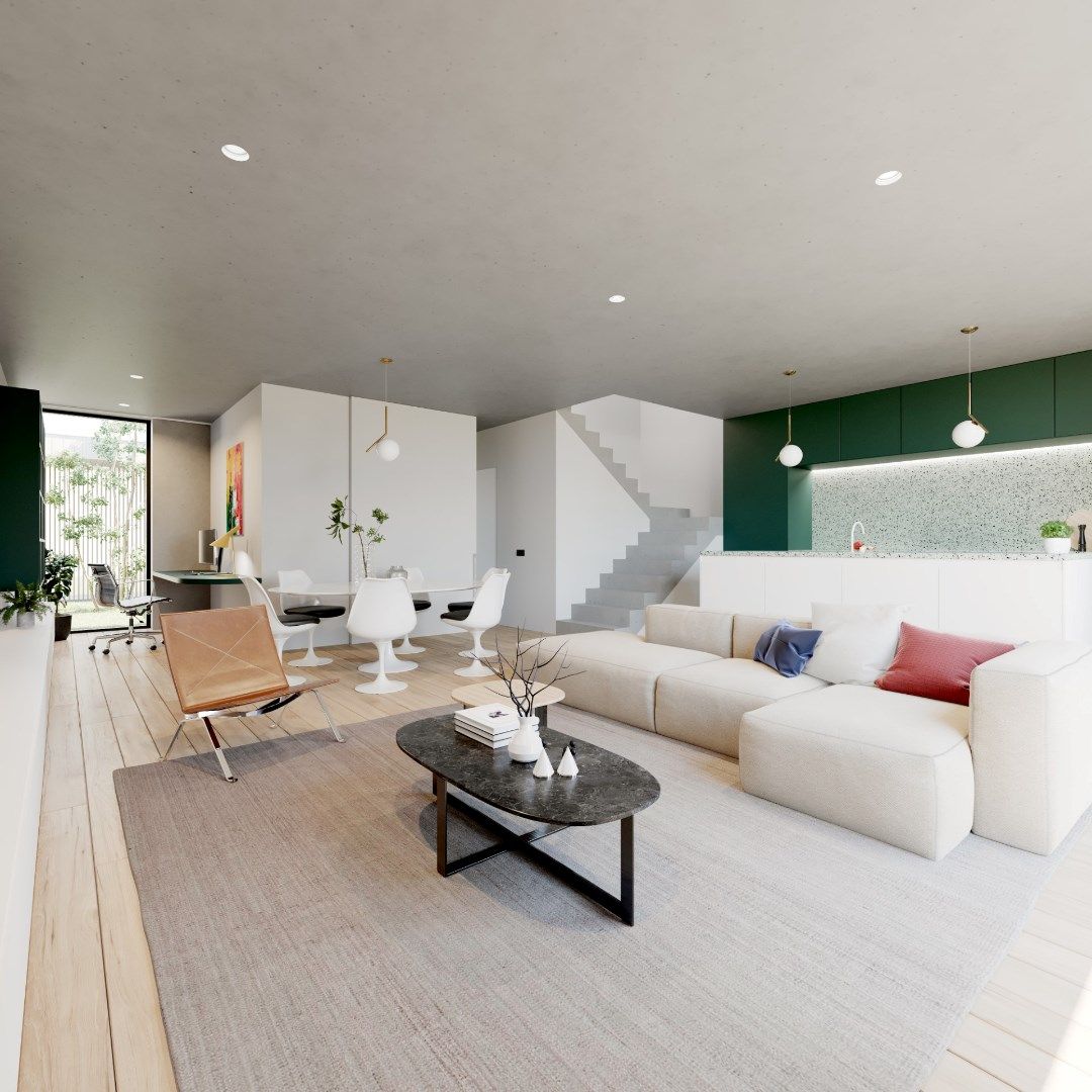 Wonen op een ruim perceel met groene achteruit? Ontdek project Het Paradijs - genieten in een afgewerkte gezinswoning op top ligging! foto {{pictureIndex}}