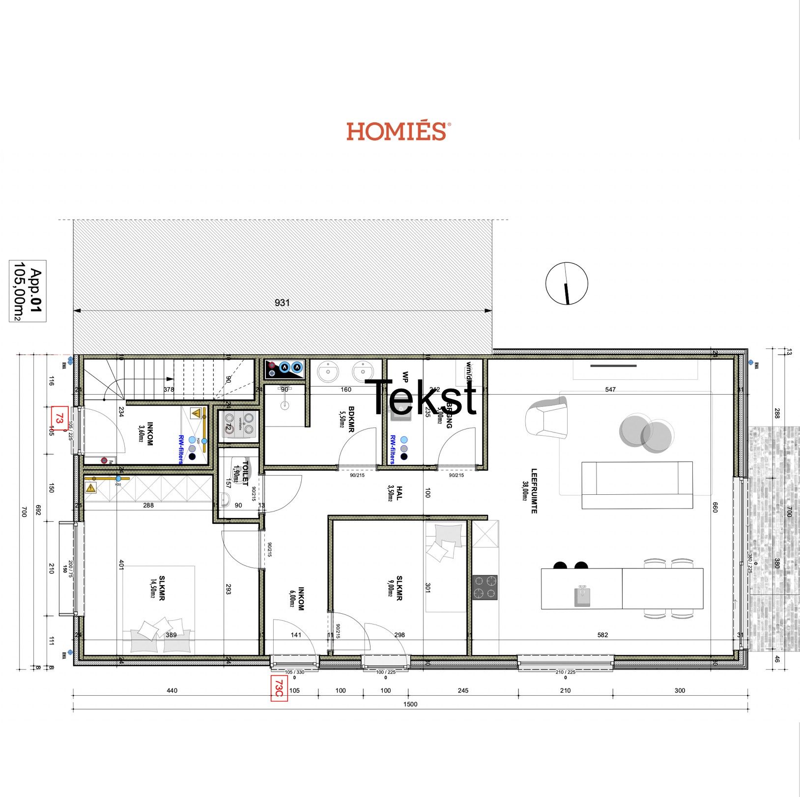 Gelijkvloers appartement met 2 slpks, tuin en autostaanplaats foto 25