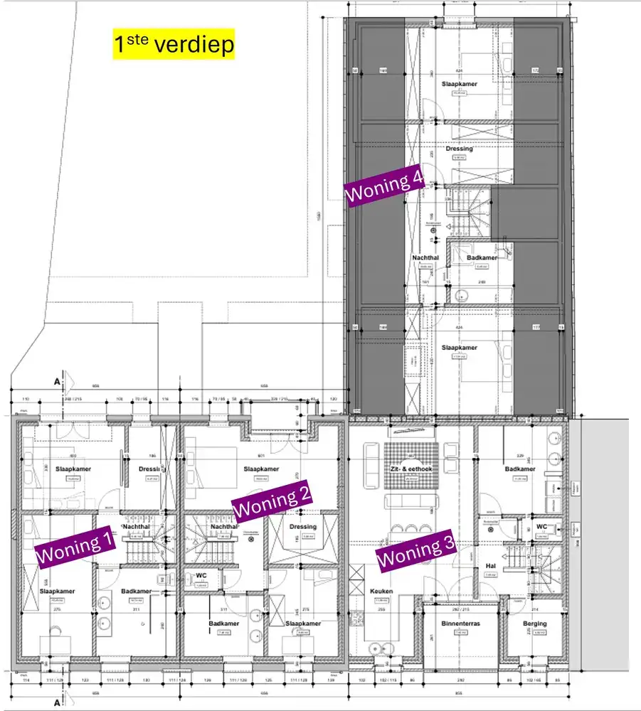 VERGUND PROJECT:  4  woningen met achterliggende staanplaatsen foto 6