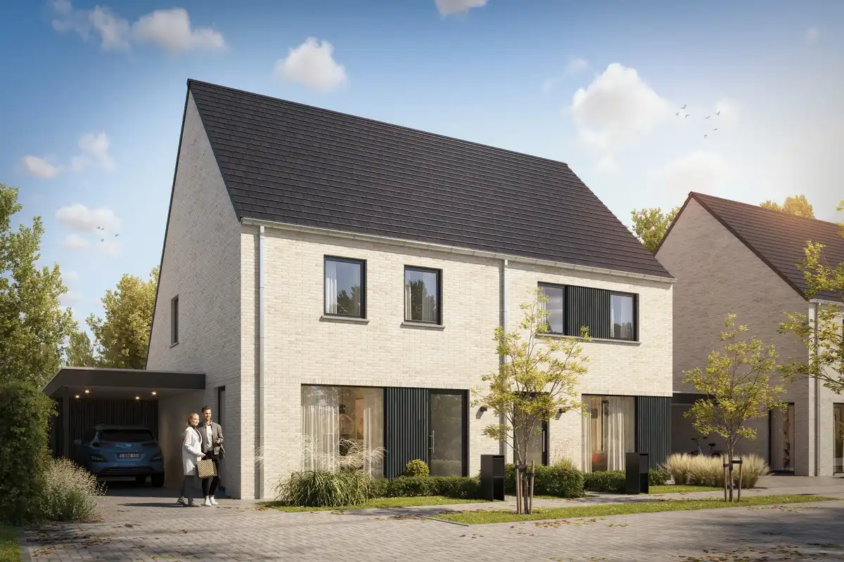 Nieuwbouwwoningen in de Populierstraat te Roeselare foto {{pictureIndex}}