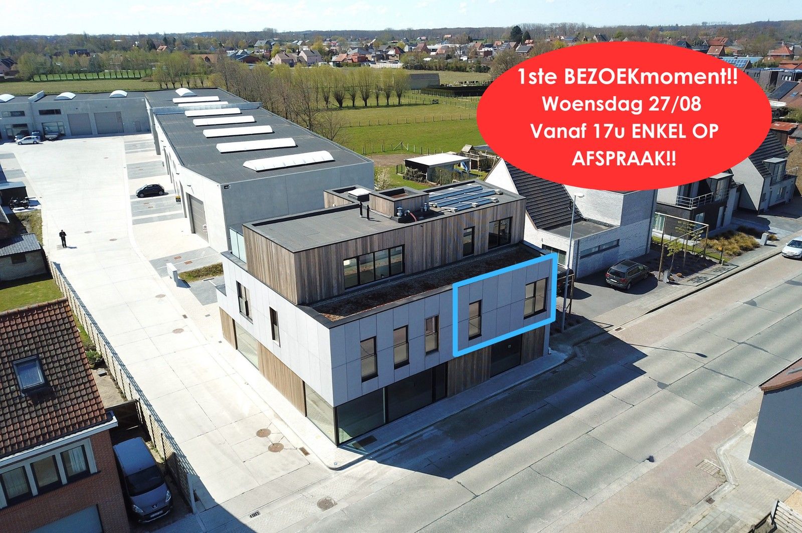 ENERGIEZUINIG NIEUWBOUW APPARTEMENT met Zonnepanelen, ZONNE-terras, private parkeerplaats en fietsenberging te huur in hartje Veldegem! foto {{pictureIndex}}