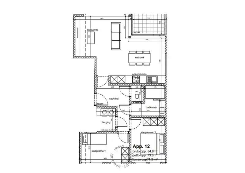 Nieuwbouwappartement op de tweede verdieping met terras en twee slaapkamers foto 4