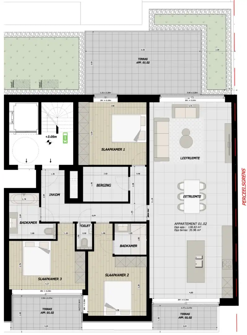 RECENT ENERGIEZUINING APPARTEMENT (139 m²) 3 SLPKS | 3 TERRASSEN  foto 8