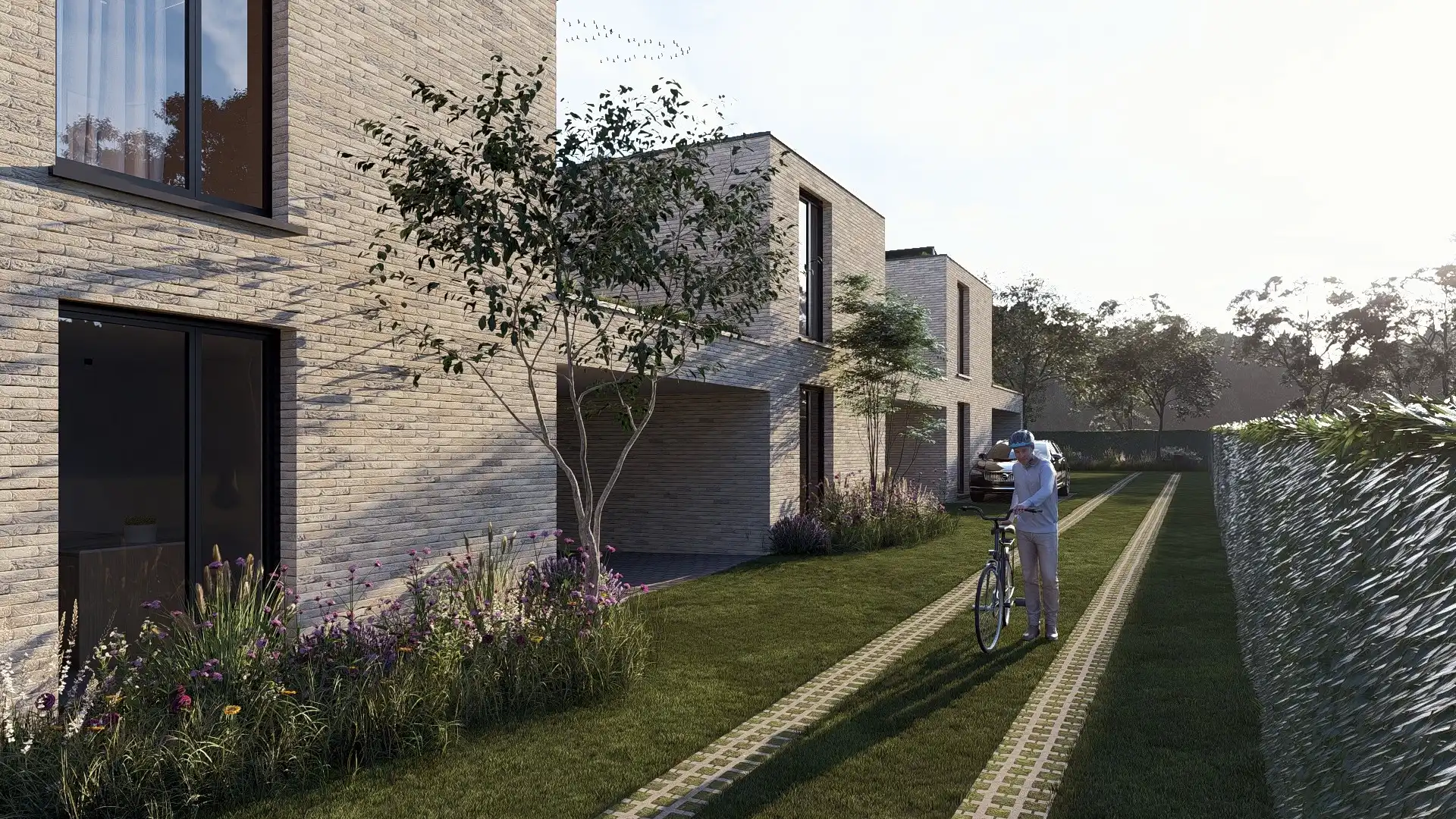 Nieuwbouwwoning op 2a41ca met 2 slpk's en overdekte carport te Maasmechelen foto {{pictureIndex}}