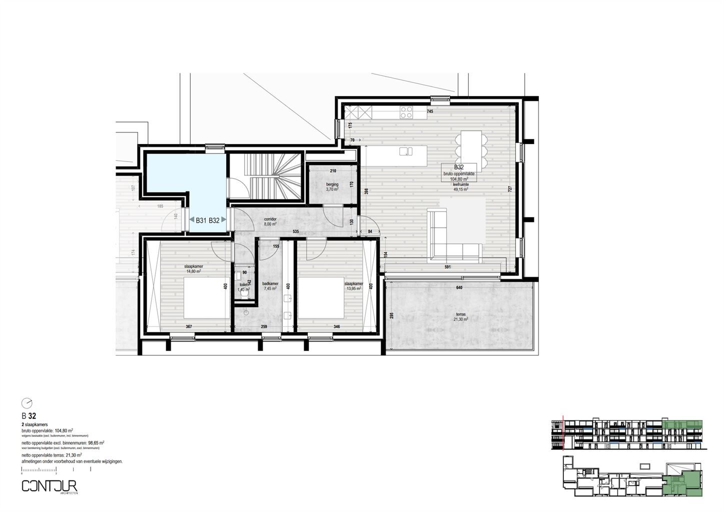 Penthouse op de derde verdieping met 2 slaapkamers en uitzonderlijk terras gelegen in het centrum van Dilsen.  foto 6