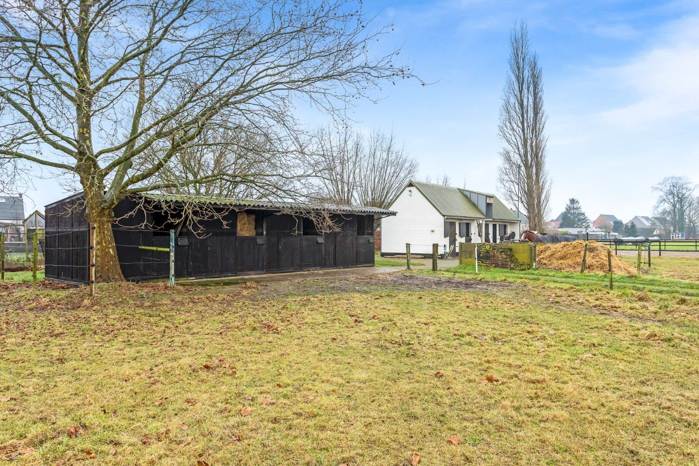 Mooi stuk weiland met 4 paardenstallen van 4570m²  te koop in Hoevenen foto {{pictureIndex}}