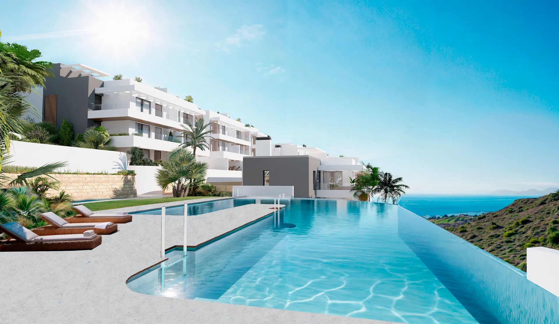 Exclusieve nieuwbouwappartementen in Manilva met adembenemend uitzicht op zee, Gibraltar en Afrika foto {{pictureIndex}}