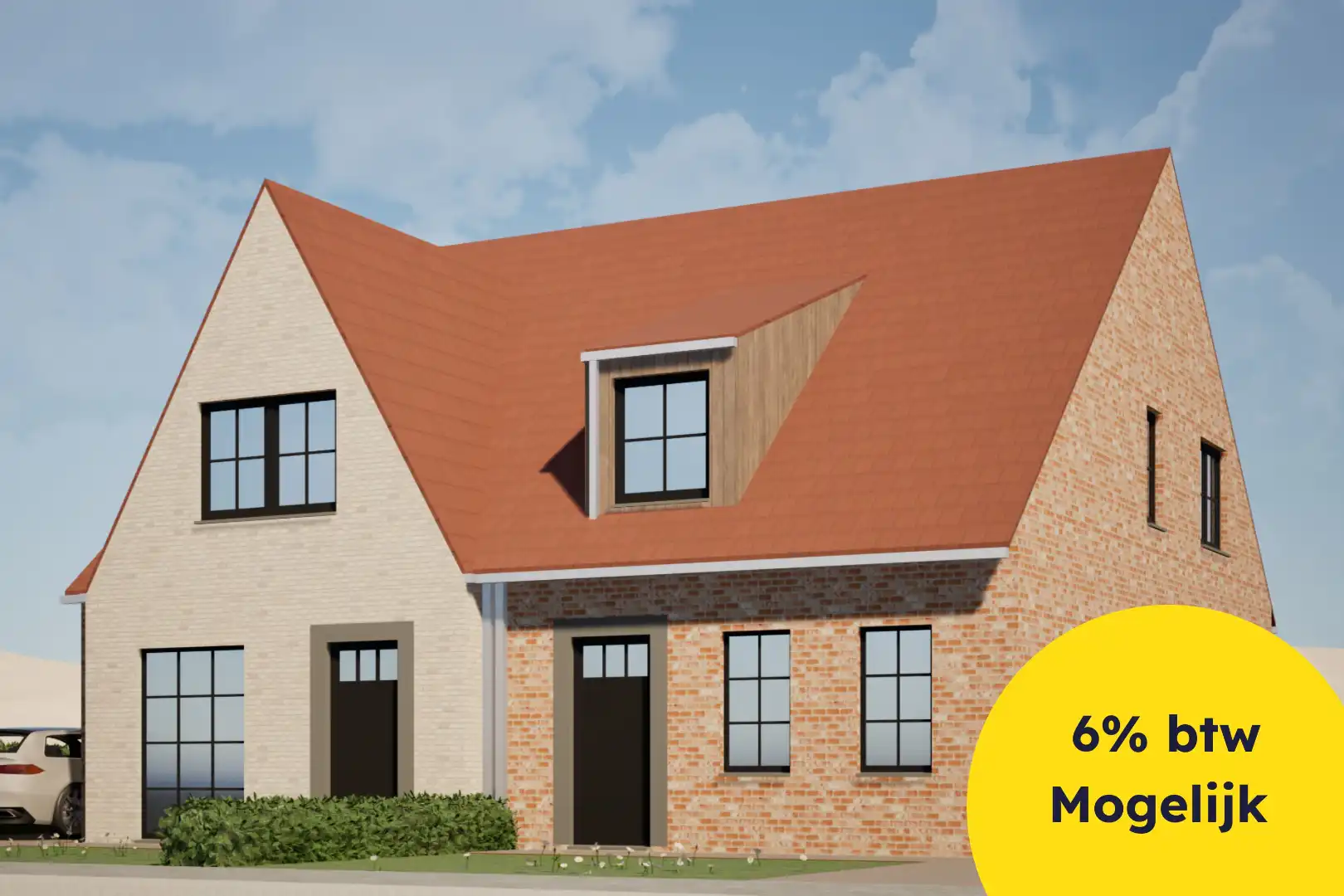 2 stijlvolle halfopen nieuwbouwwoningen te Zwevegem foto {{pictureIndex}}