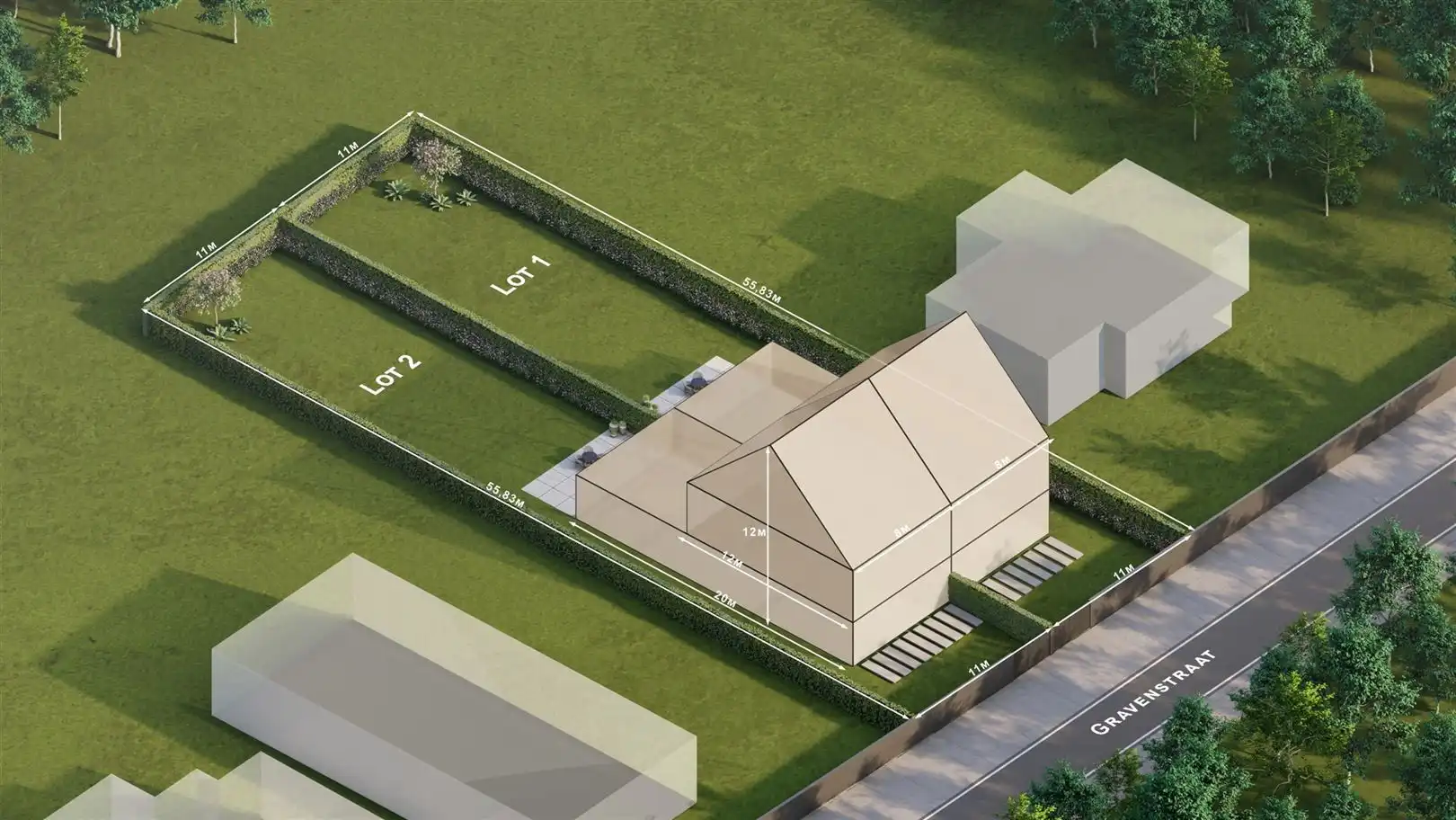 perceel bouwgrond van 612 m² voor halfopen bebouwing foto 2