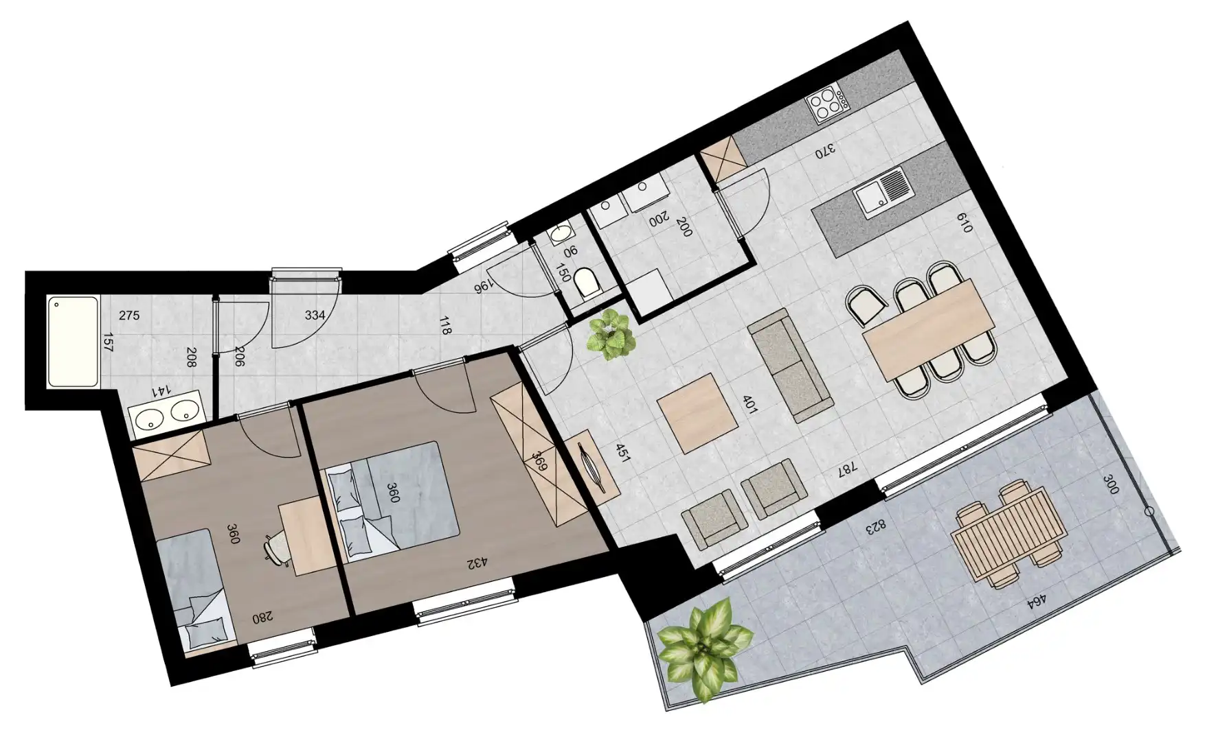Penthouse (100 m²) met 2 slpk en ruim terras.  foto 2