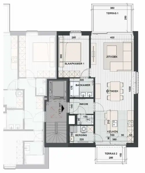 Lichtrijk doorkijkappartement op de tweede verdieping met terras en uitzicht op groen foto 2