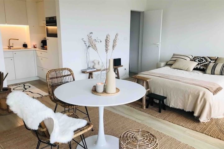 Prachtige zongerichte studio op het 9de verdiep met ruim terras en zicht op zee! foto 7