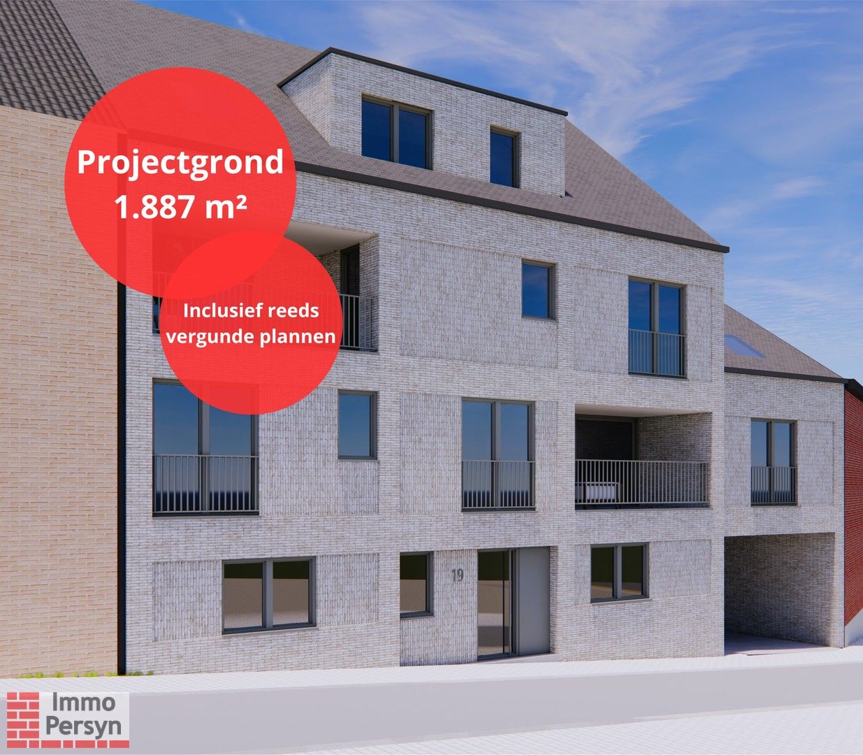 Projectgrond te koop in centrum Scherpenheuvel – 1887 m² met vergunde plannen voor 8 appartementen foto {{pictureIndex}}