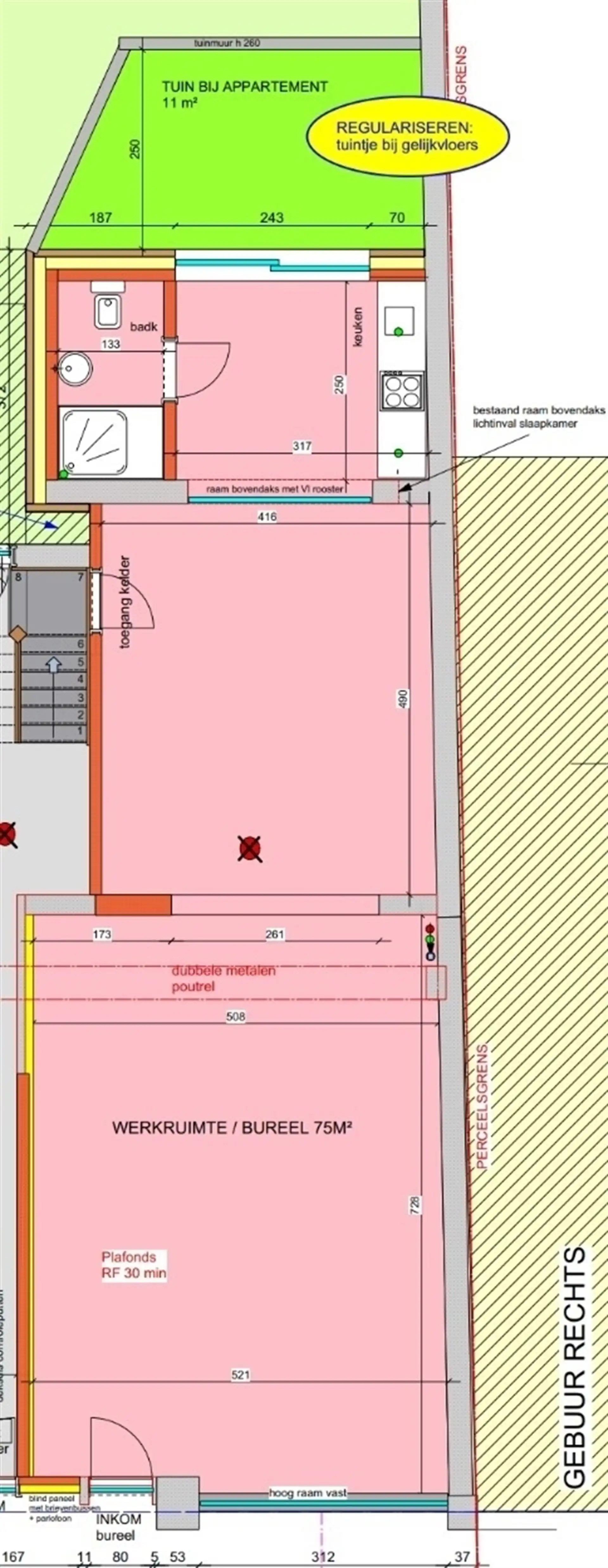 Gelijkvloerse kantoorruimte met kelder en terras. foto 28