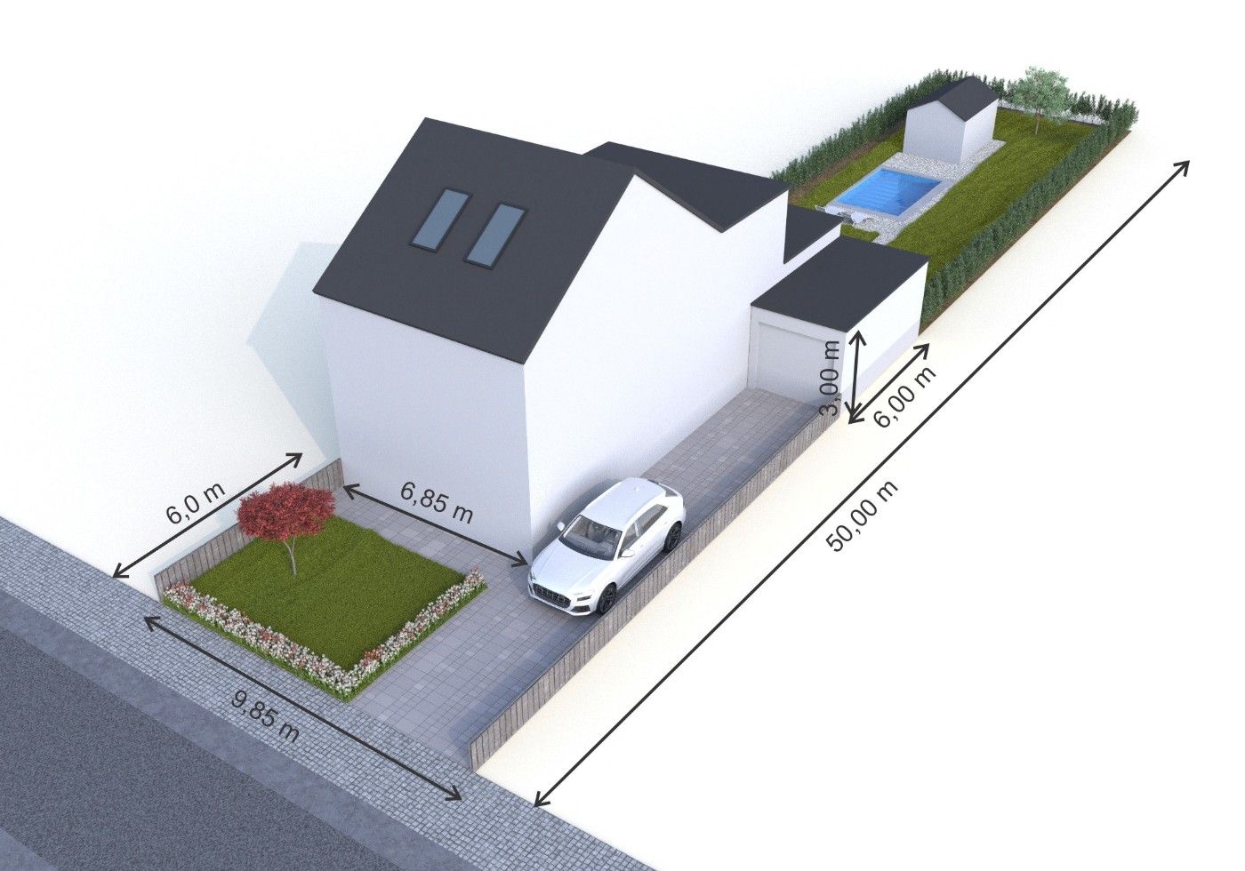 Mooi gelegen bouwgrond van 493m² voor HOB met garage en tuin foto 2