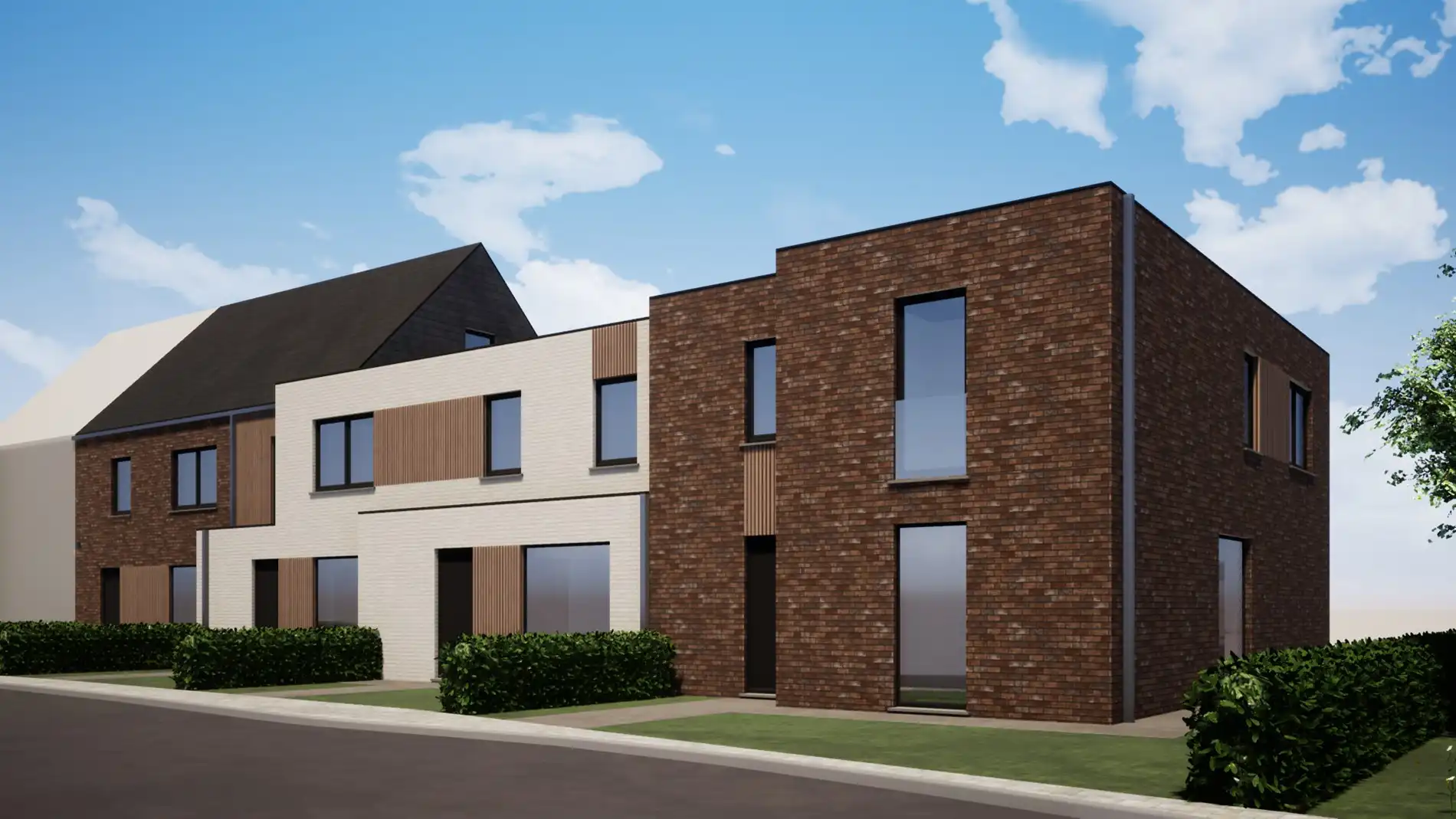 Ruime halfopen nieuwbouwwoning met uitweg op centrale ligging te Eernegem foto {{pictureIndex}}