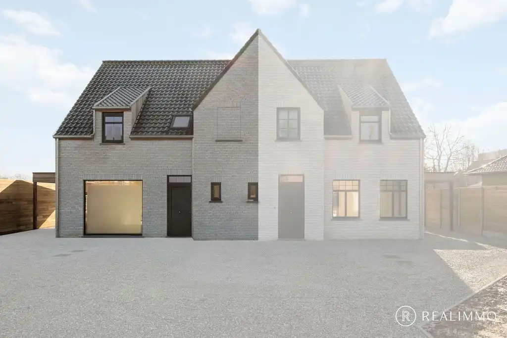 Halfopen nieuwbouwwoning met grote tuin in landelijke stijl in Kerkhove foto {{pictureIndex}}