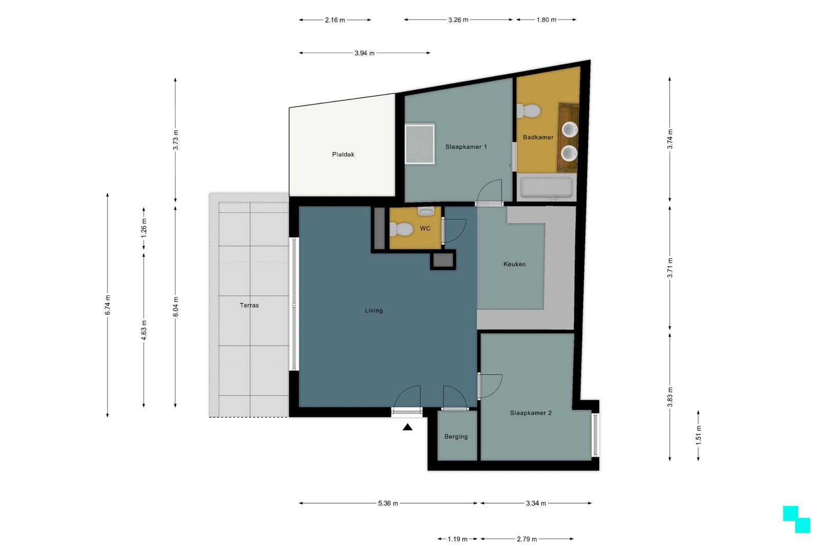 Tweeslaapkamerappartement met ruim terras in het dorp van Merelbeke foto 26