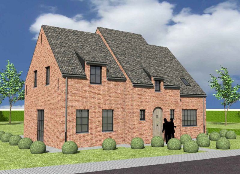 Nieuw te bouwen alleenstaande woning te Oeselgem. foto {{pictureIndex}}