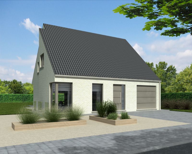 Nieuw te bouwen alleenstaande woning te Oostrozebeke. foto {{pictureIndex}}