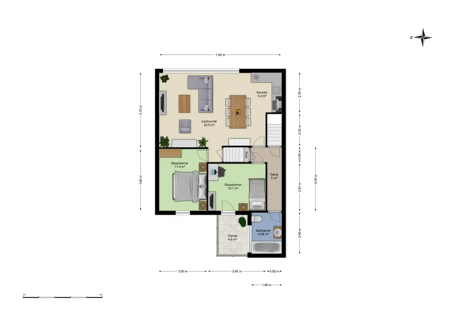 APPARTEMENT MET 2 SLAAPKAMERS, RUIME ZOLDER & TERRAS foto 13