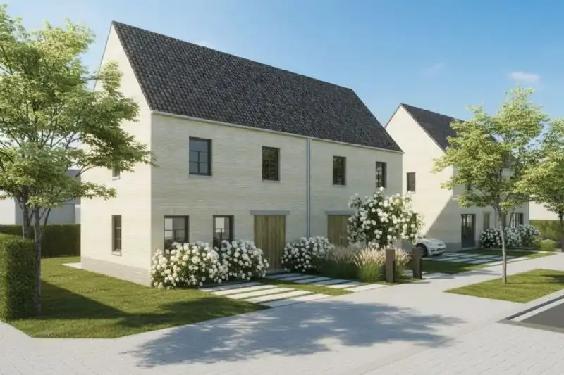 Nieuw te bouwen halfopen woning te Houthulst. foto {{pictureIndex}}